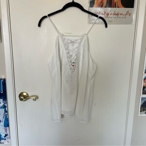 Wayf Ivory Lace-Up Back Camisole